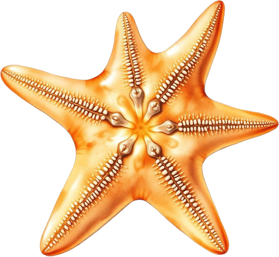 Ochre sea star (Pisaster ochraceus) — watercolor by Jules Marsh
