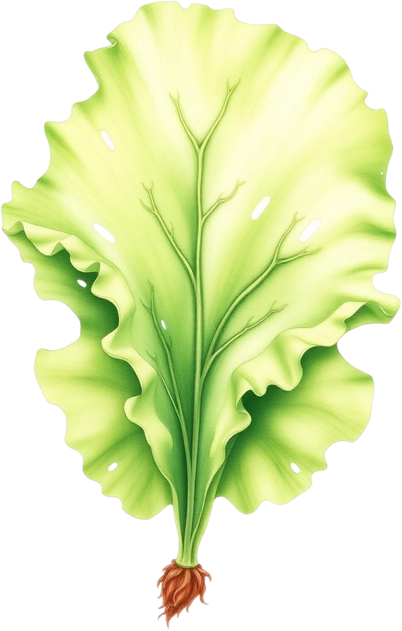 Sea lettuce (Ulva fenestrata) — watercolor by Jules Marsh