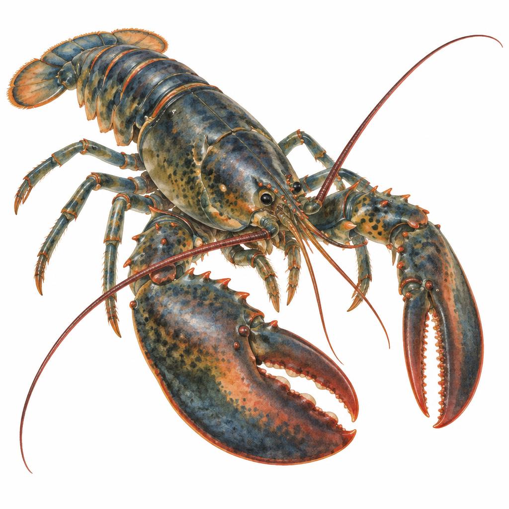 American lobster (Homarus americanus) — watercolor by Jules Marsh