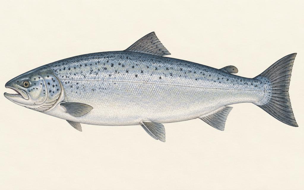 Atlantic salmon (Salmo salar) — watercolor by Jules Marsh