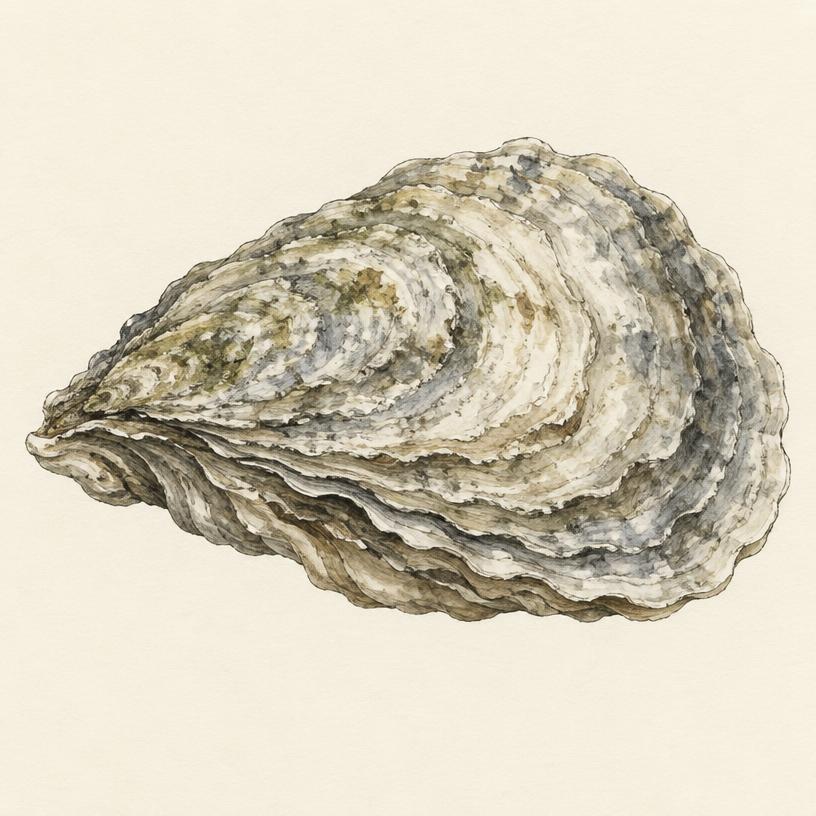 Eastern oyster (Crassostrea virginica) — watercolor by Jules Marsh